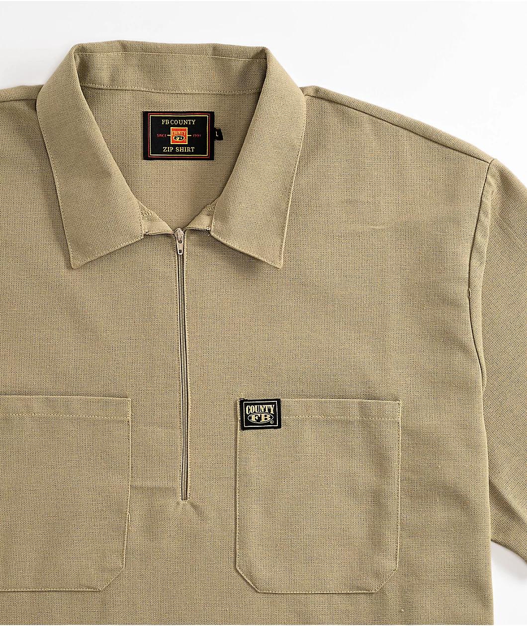 FB County Khaki Zip Short Sleeve Shirt Product Image