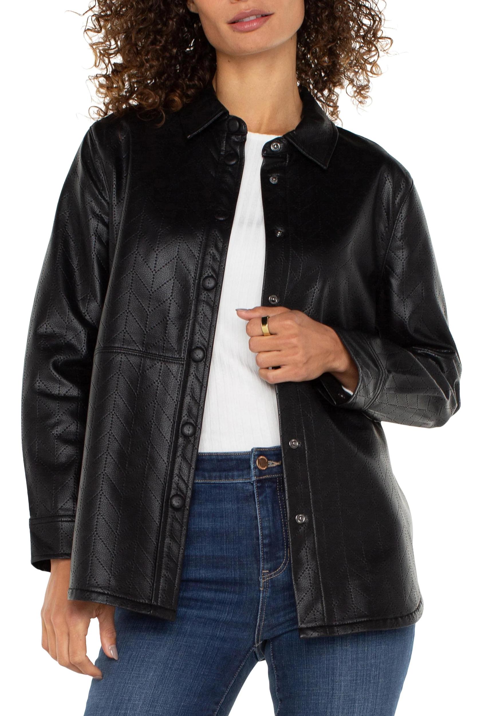 Seamed Vegan Leather Shacket Product Image