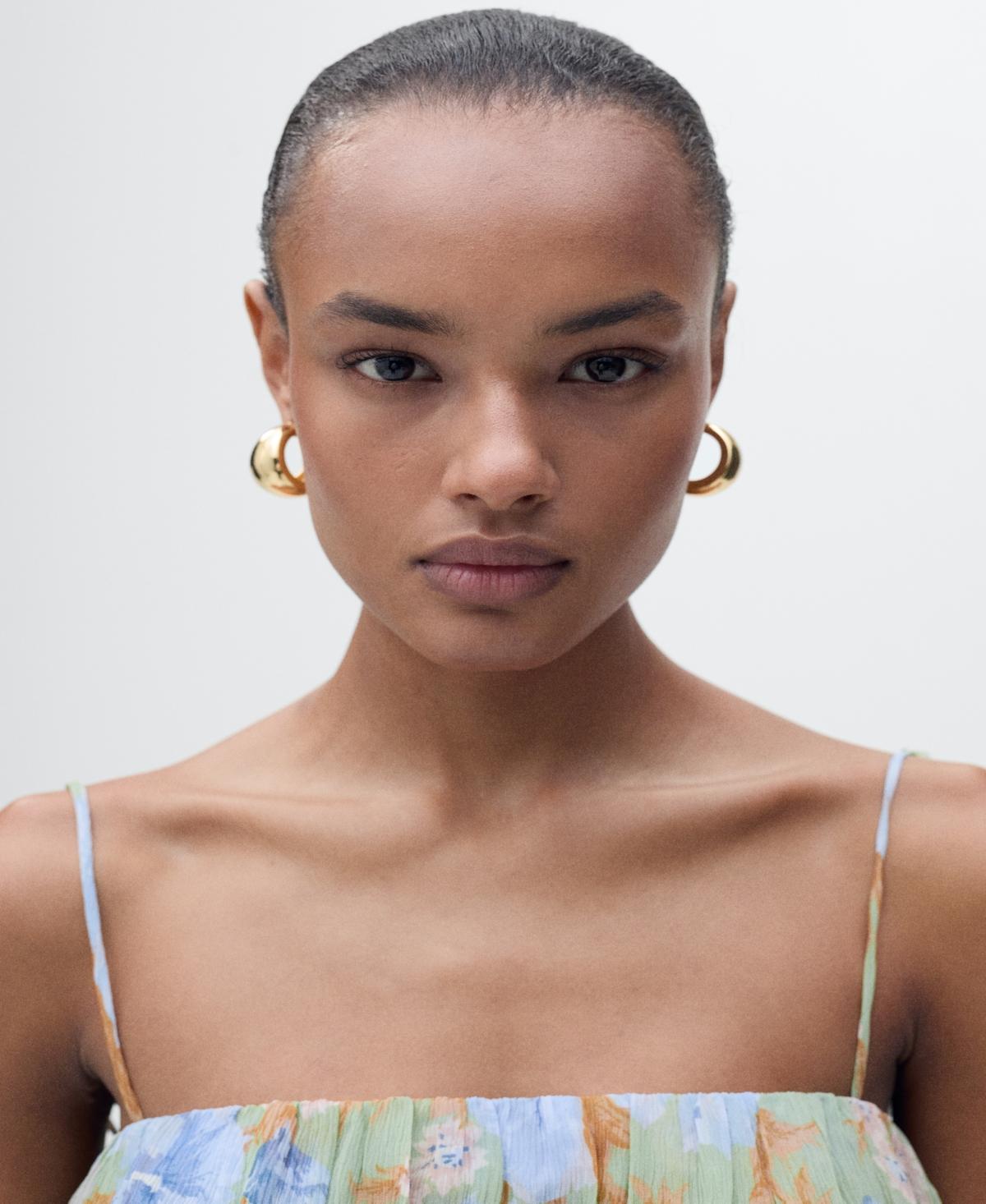 Floral-print dress with gathered waist - Women | MANGO USA Product Image