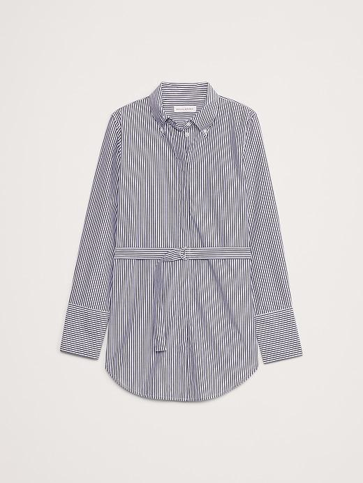 Cotton Poplin Belted Tunic Shirt Product Image