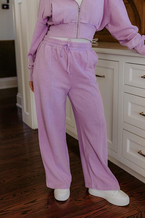 Road Trip Ready High Waist Vintage Wash Pants in Dusty Purple Product Image