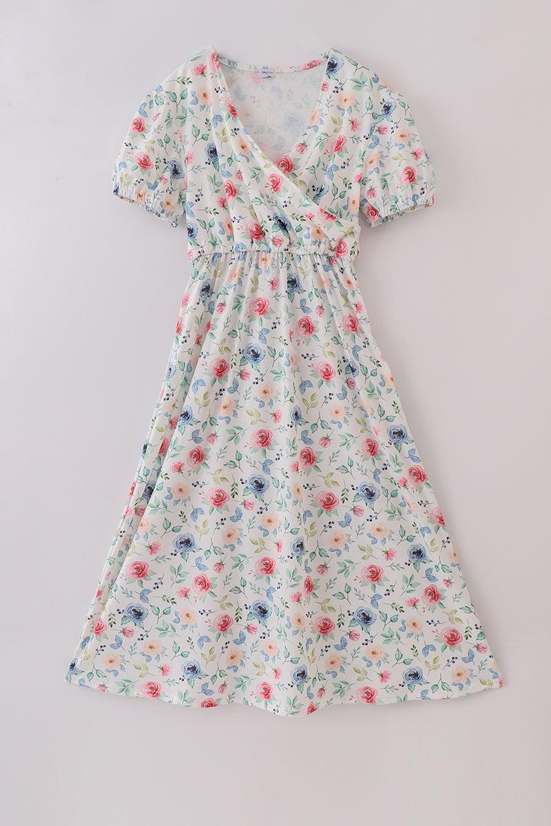 Bow applique print mom&me dress Product Image