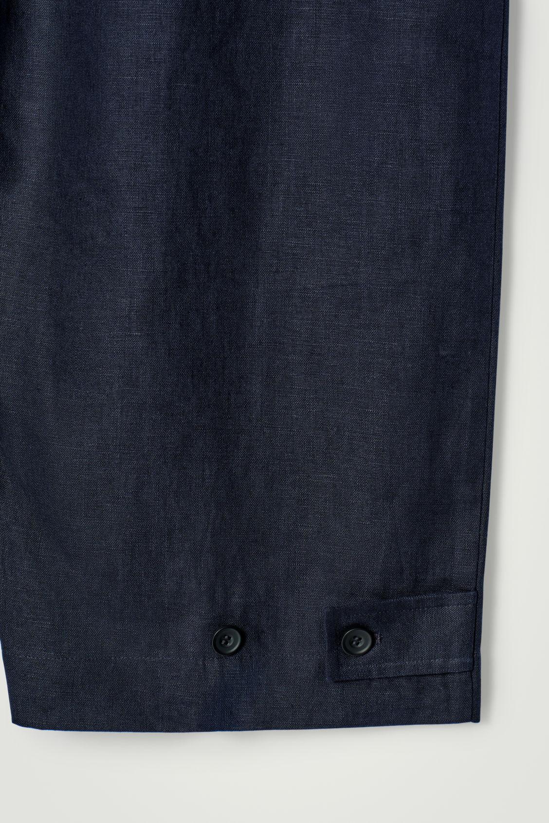 ELASTICATED LINEN WIDE-LEG TROUSERS Product Image