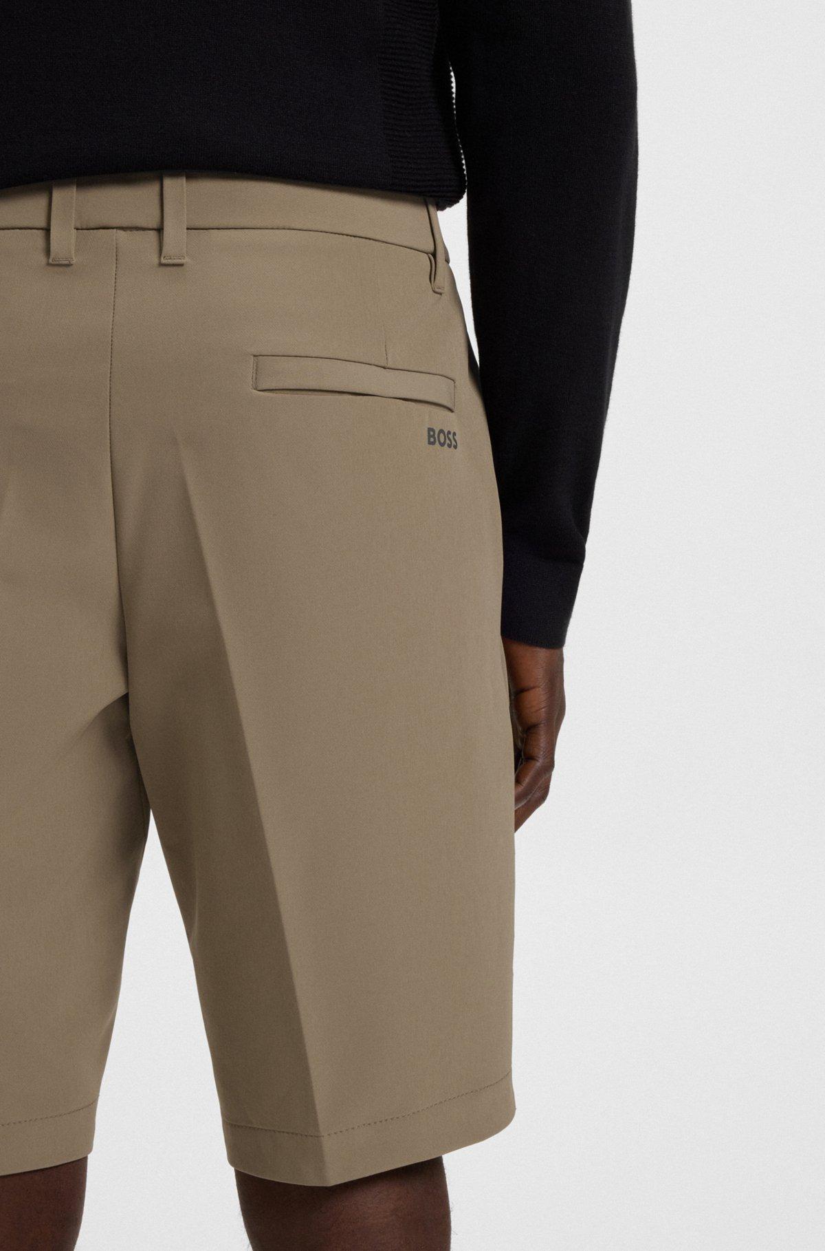 BOSS - Slim-fit shorts in water-repellent stretch fabric - Light Green Product Image