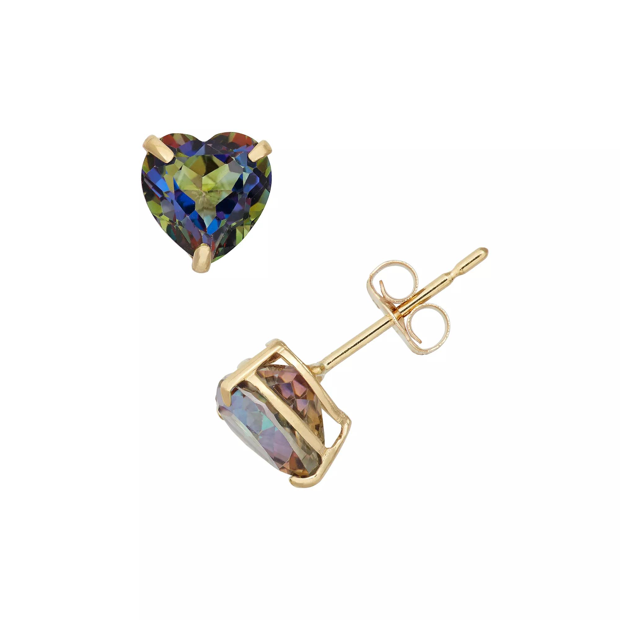Designs by Gioelli Mystic Topaz 10k Gold Heart Stud Earrings, Women's, Blue Product Image