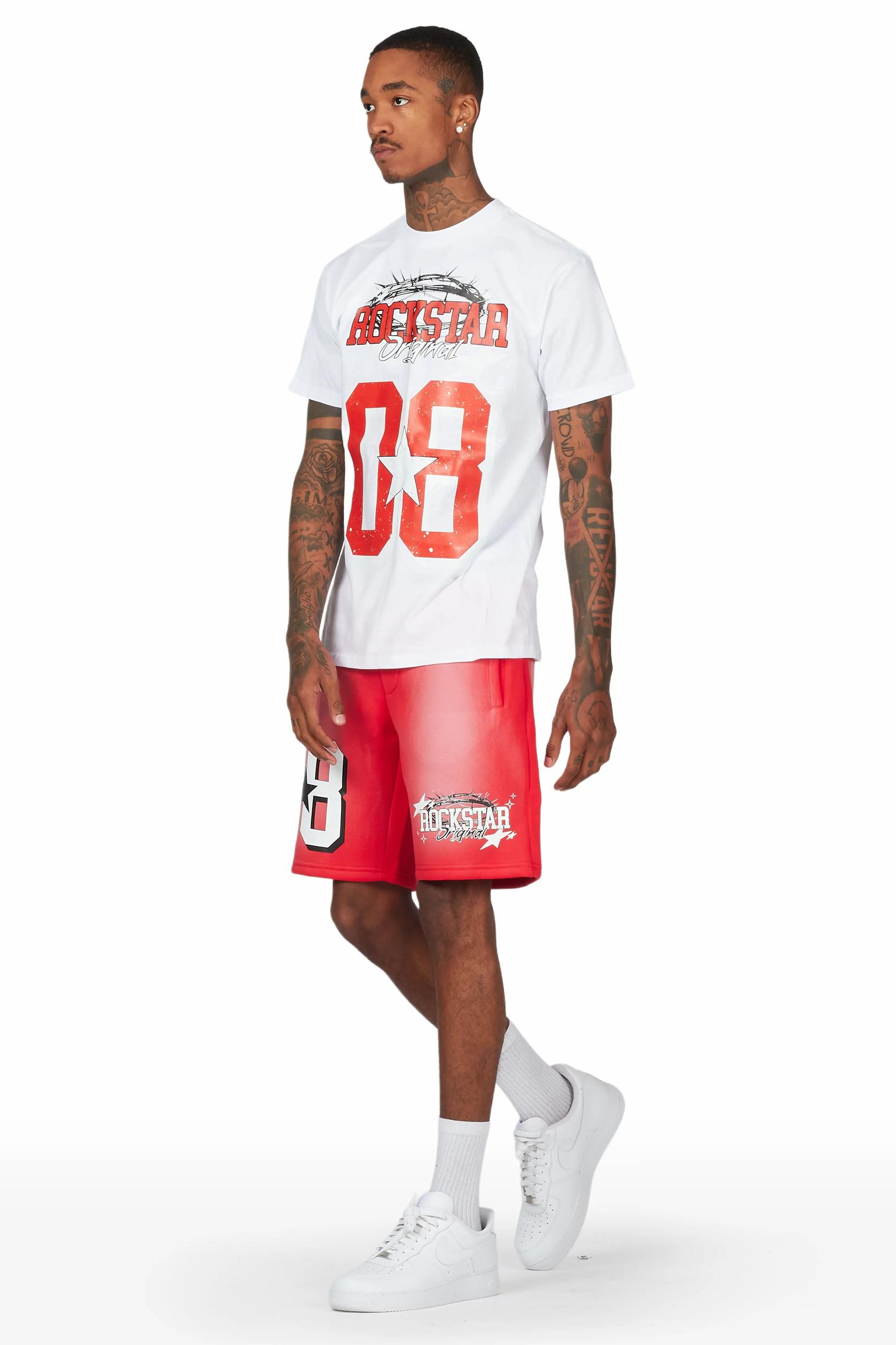 Allstar White/Red T-Shirt Short Set Male Product Image