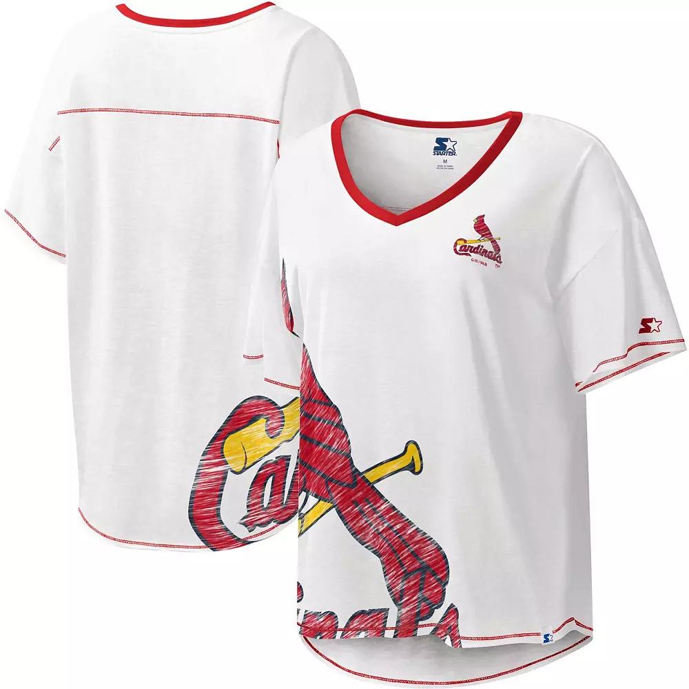 Women's Starter White St. Louis Cardinals Perfect Game V-Neck T-Shirt,  Product Image