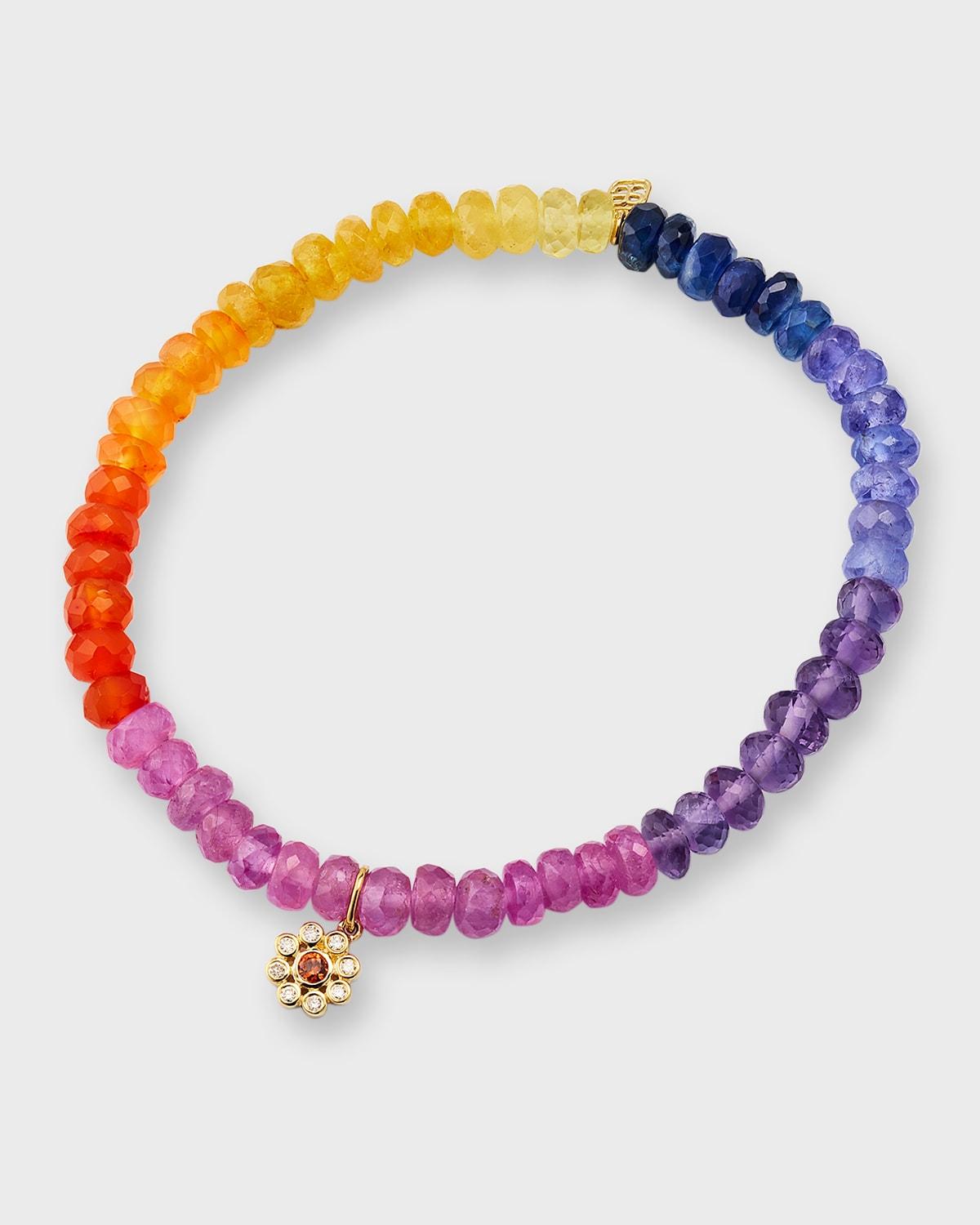 Womens Evil Eye Charm 14K Yellow Gold, 0.05 TCW Diamond, Sapphire & Semiprecious Stones Beaded Bracelet Product Image