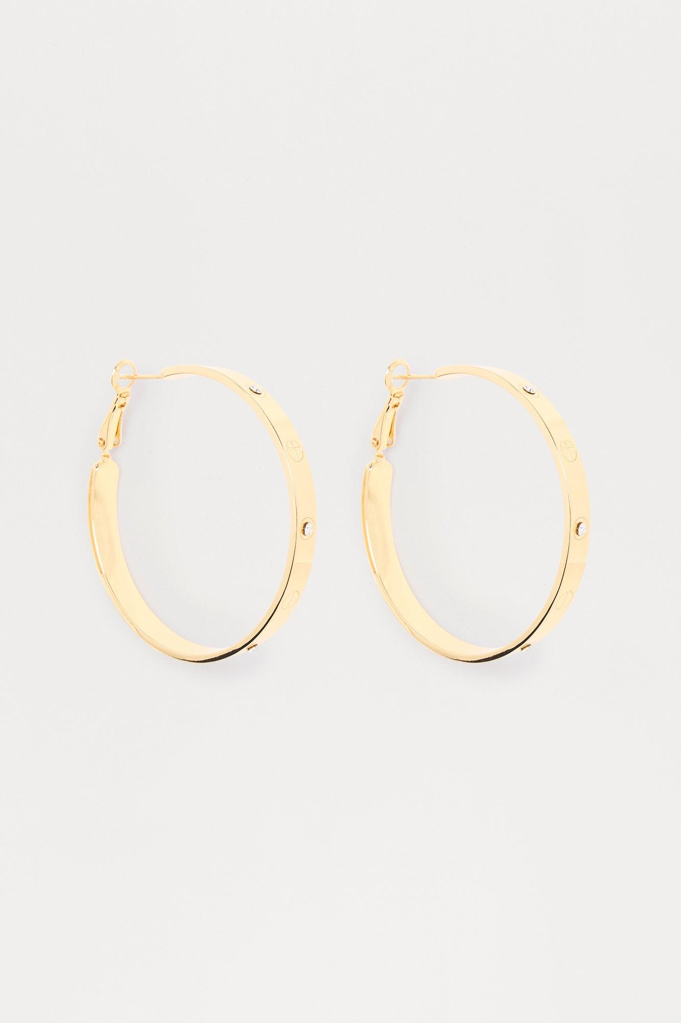 Loving Love Rhinestone Hoop Earrings - Gold Female Product Image