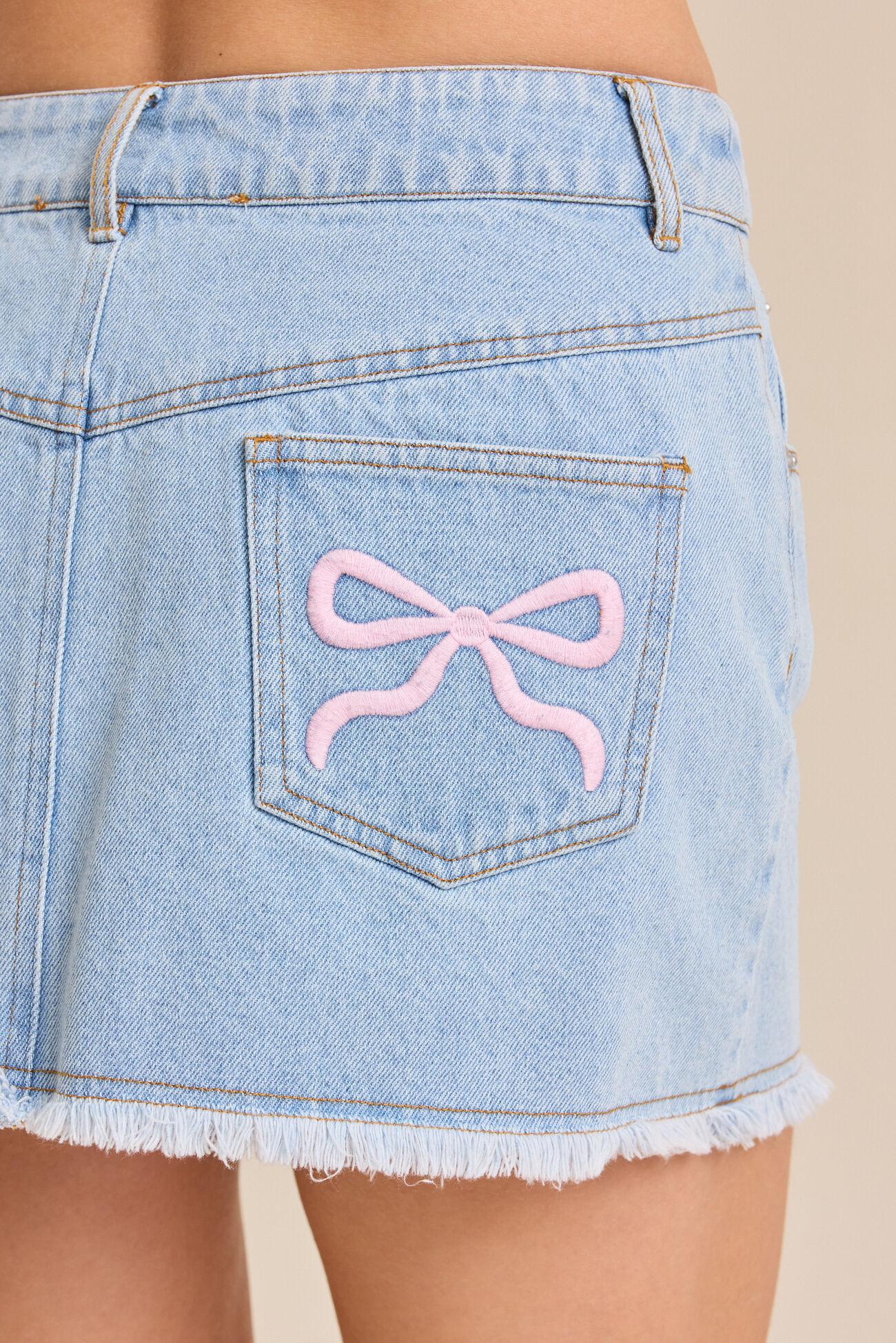 Britt Bow Denim Skirt Product Image