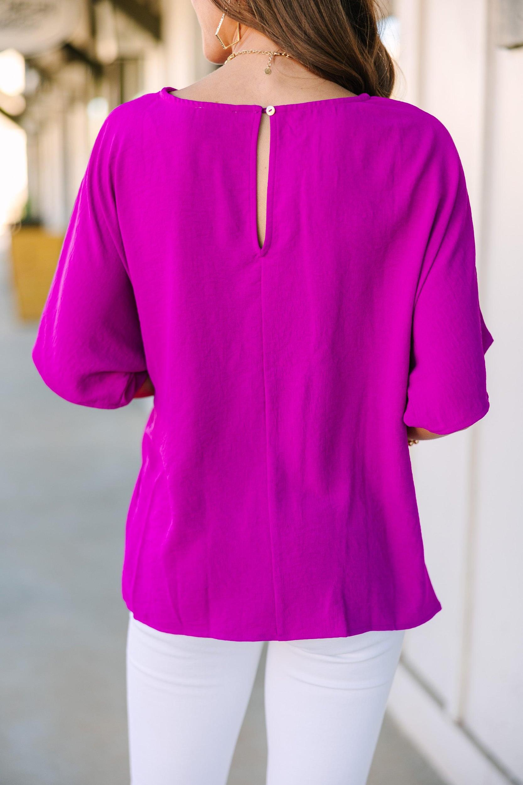 Happy Thoughts Magenta Pink Tied Blouse Female Product Image
