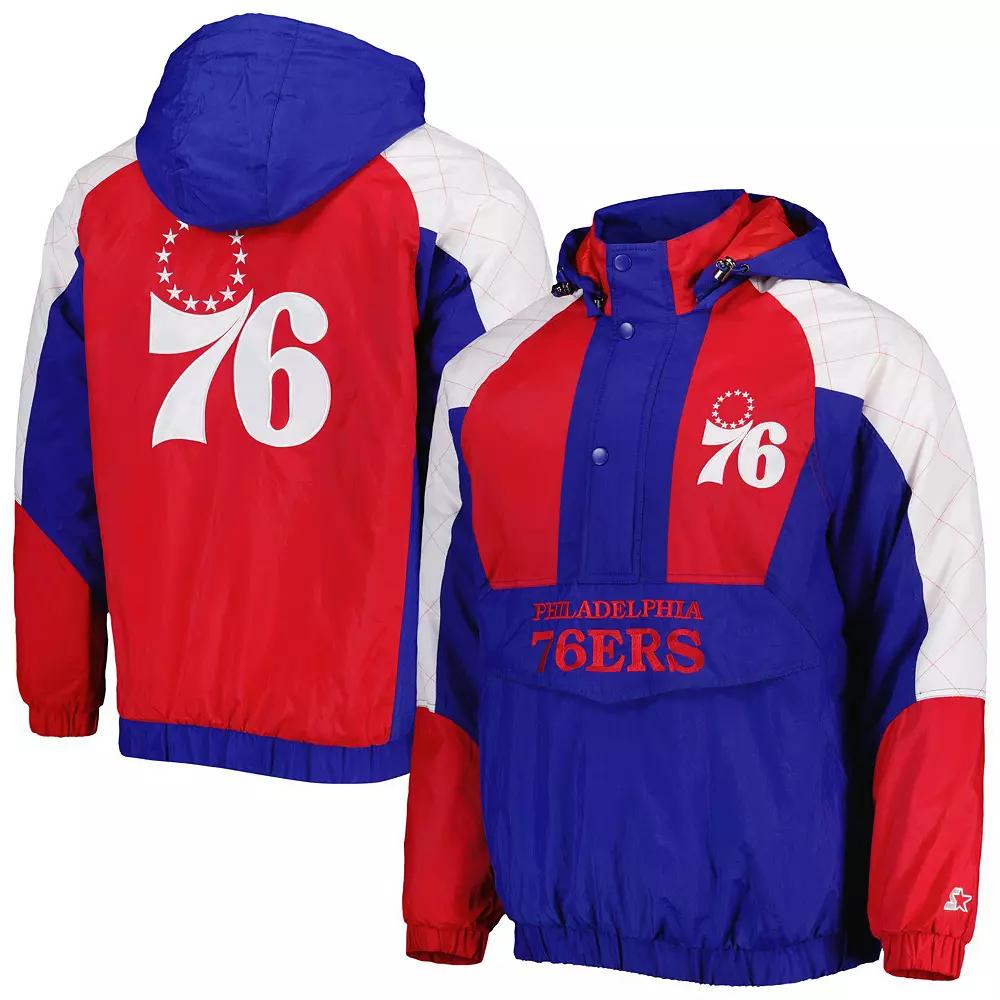 Men's Starter Royal Philadelphia 76ers Body Check Raglan Hoodie Half-Zip Jacket, Size: 2XL, 76r Blue Product Image