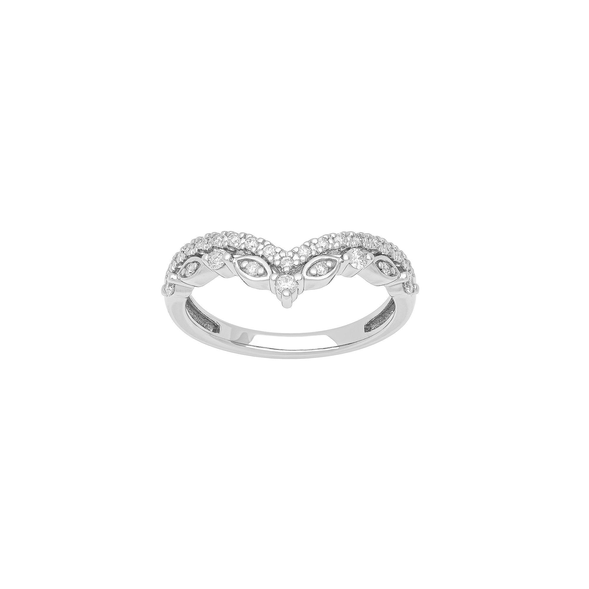 Love Always 10k White Gold 1/4 Carat T.W. Diamond Chevron Band, Women's,  Product Image