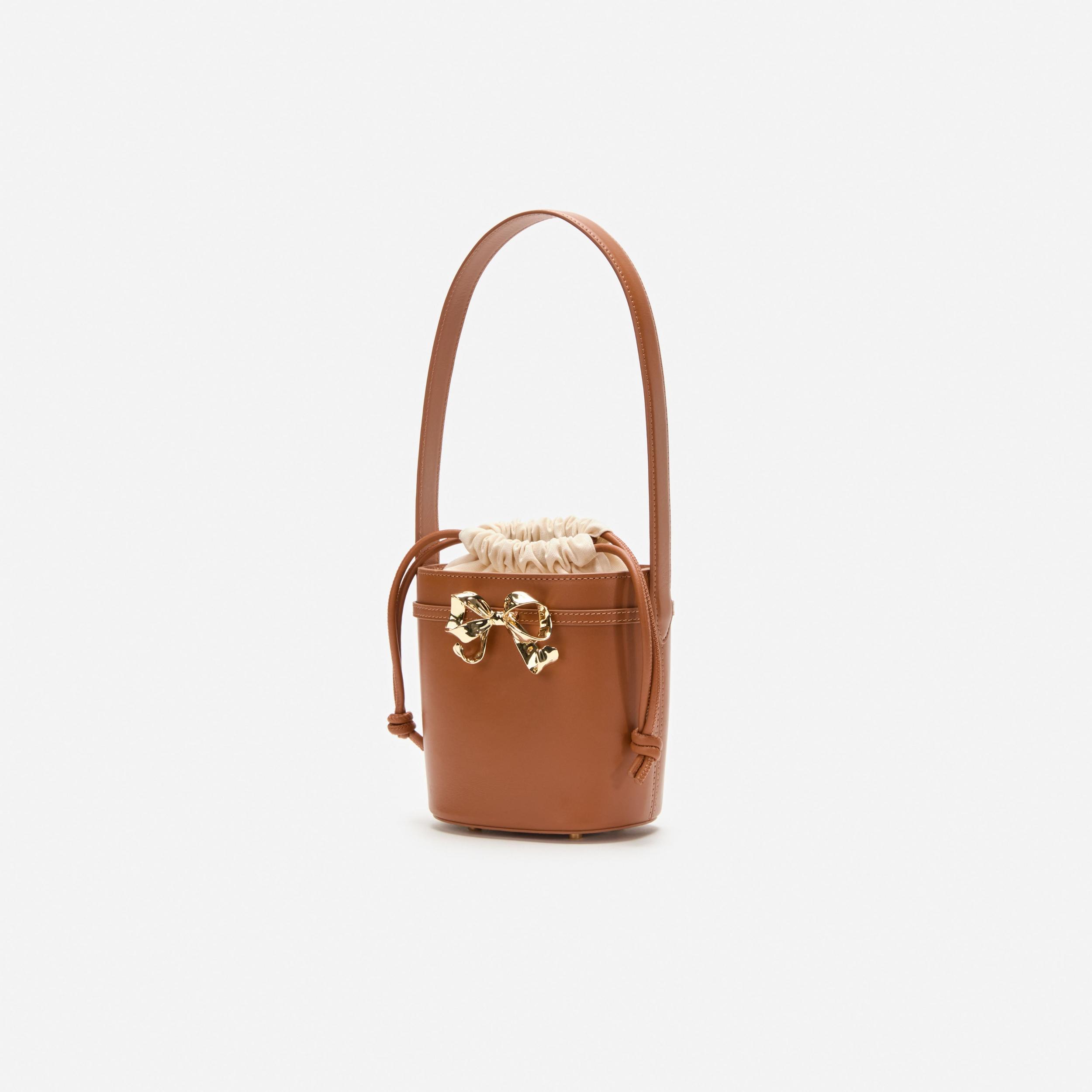 Brown Leather Shoulder Bow Bag Product Image