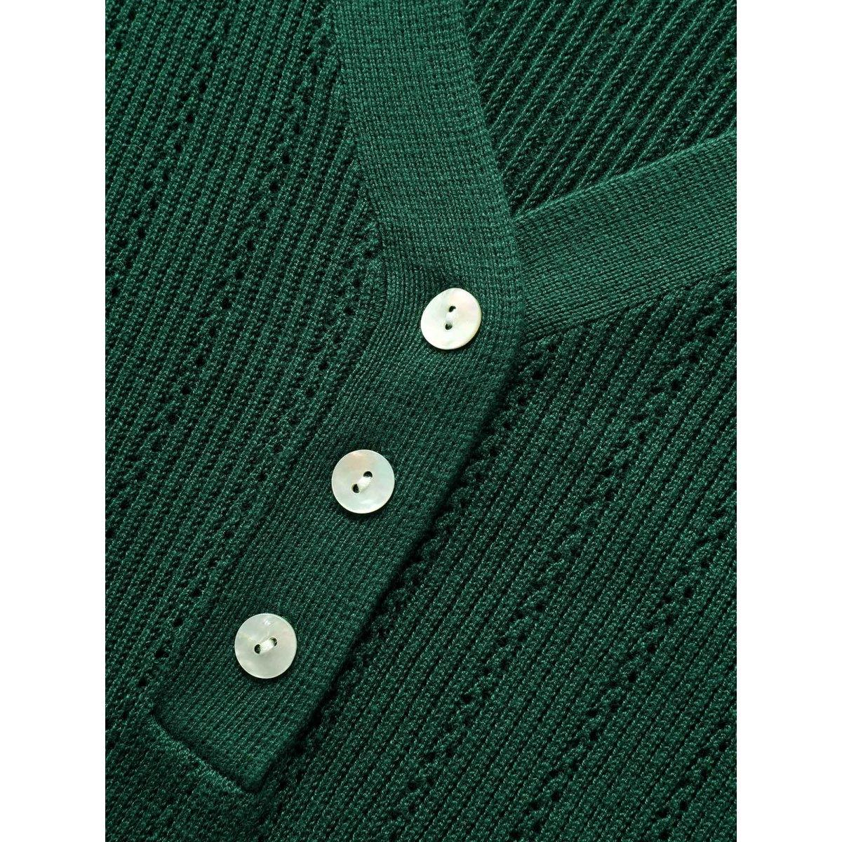 Plus Size Supersoft Essentials Polo Neck Button Up Pullover Truegreen Women Casual Long Sleeve Polo Everyday Pullovers BloomChic 12/L Product Image