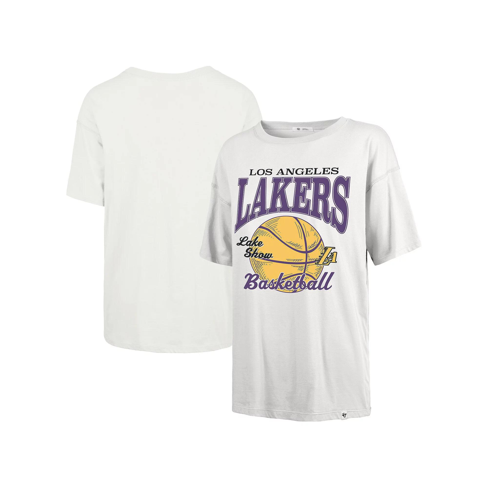 Women's '47 White Los Angeles Lakers City Edition Down Court Sadie T-Shirt,  Product Image