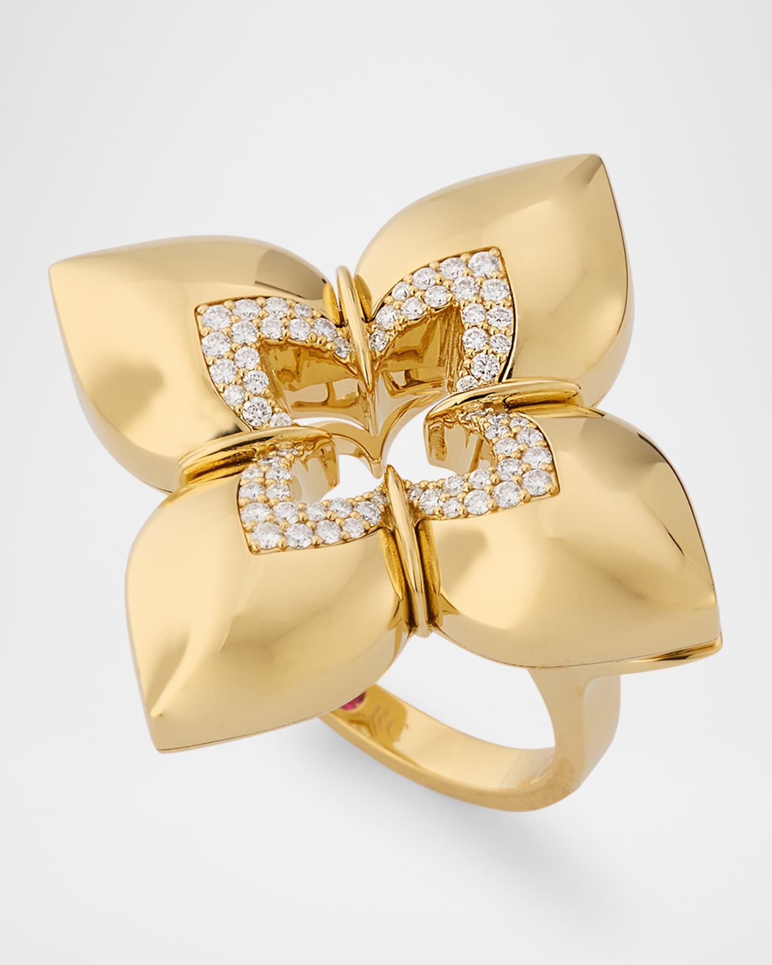 18K Yellow Gold Diamond Venetian Princess Ring, Size 6.5 Product Image