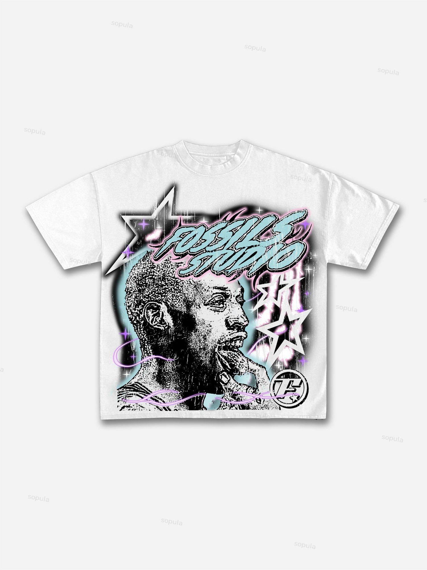 Vintage Basketball Legend Graphic Cotton White T-Shirt Product Image