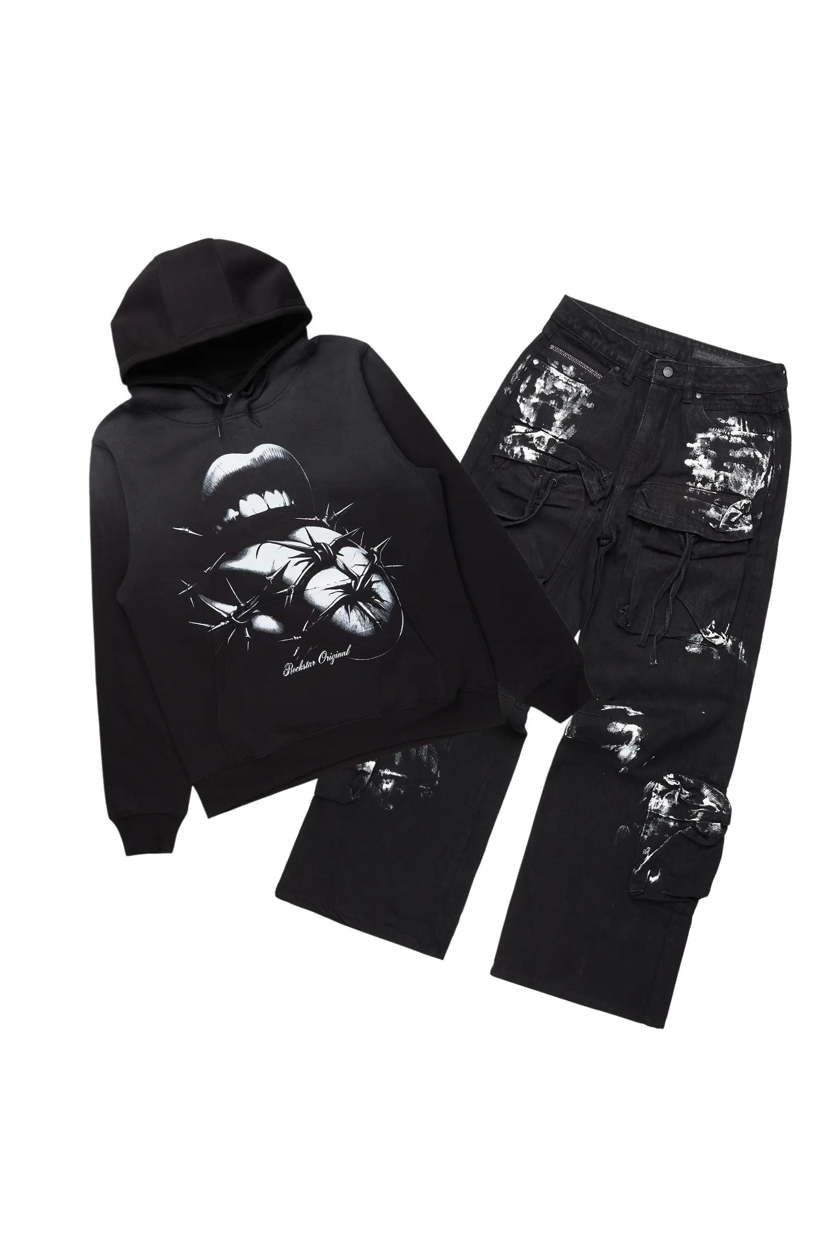 Schmear Black/White Hoodie/Baggy Fit Jean Bundle Male Product Image