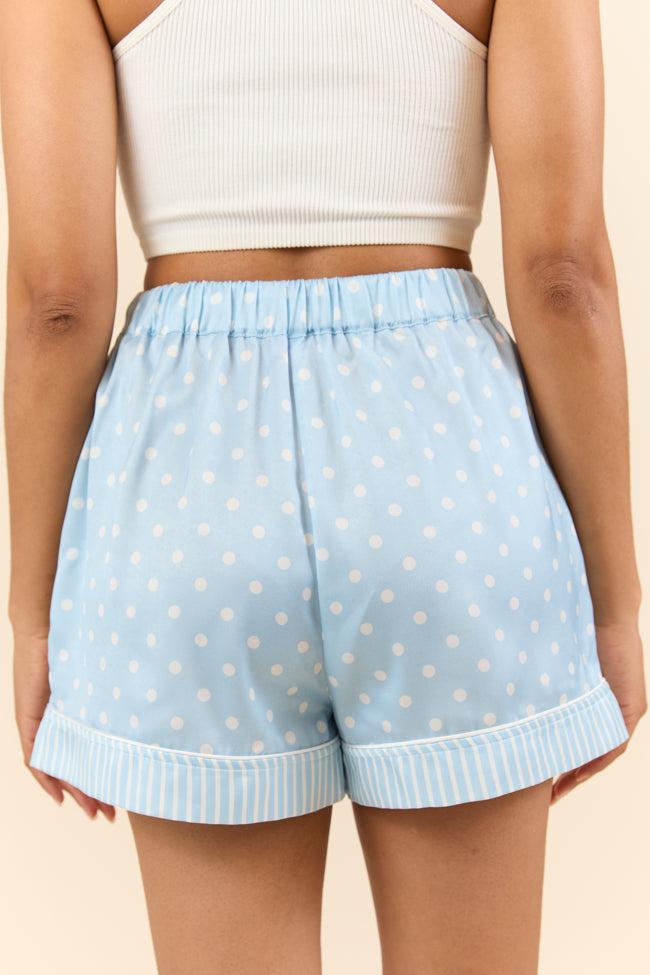 No Alarm Blue Polka Dot Satin Pajama Shorts FINAL SALE Product Image
