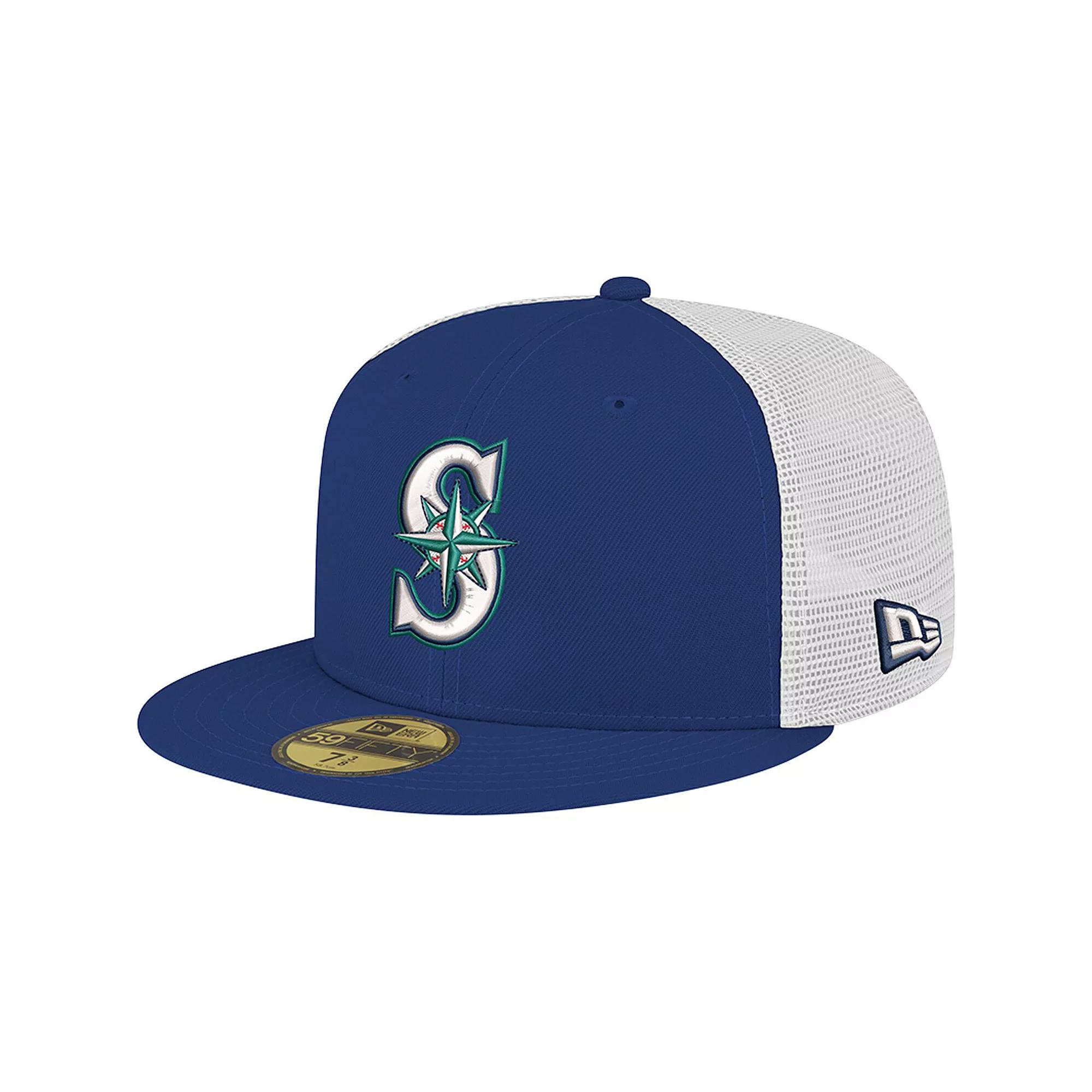 Men's New Era Navy Seattle Mariners Team Color 59FIFTY Trucker Fitted Hat, Size: 7 1/4, Blue Product Image