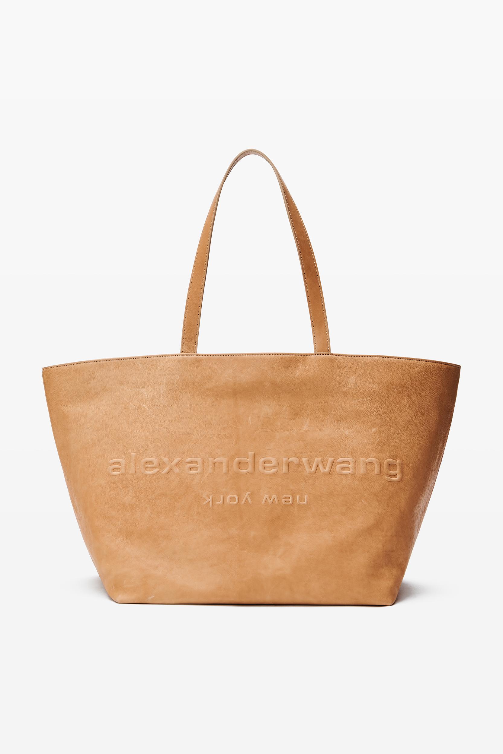 Beige Leather Punch Tote Product Image