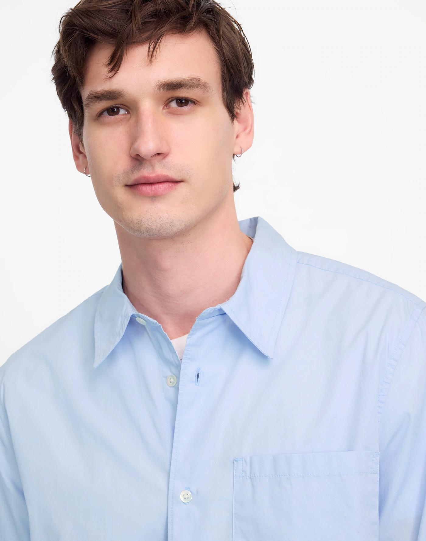 Straight-Hem Cotton Button-Up Shirt Product Image