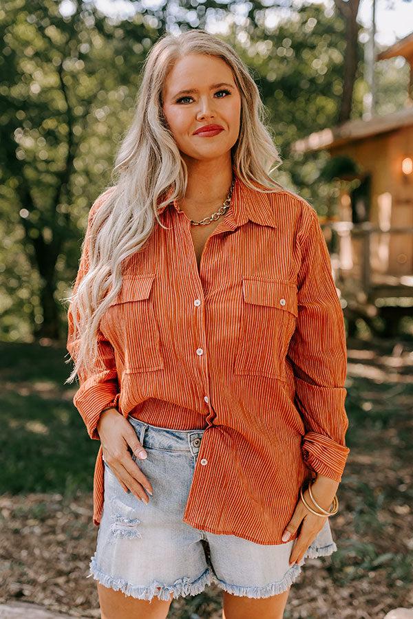 Stripes And Smiles Shift Top in Rust Curves Product Image