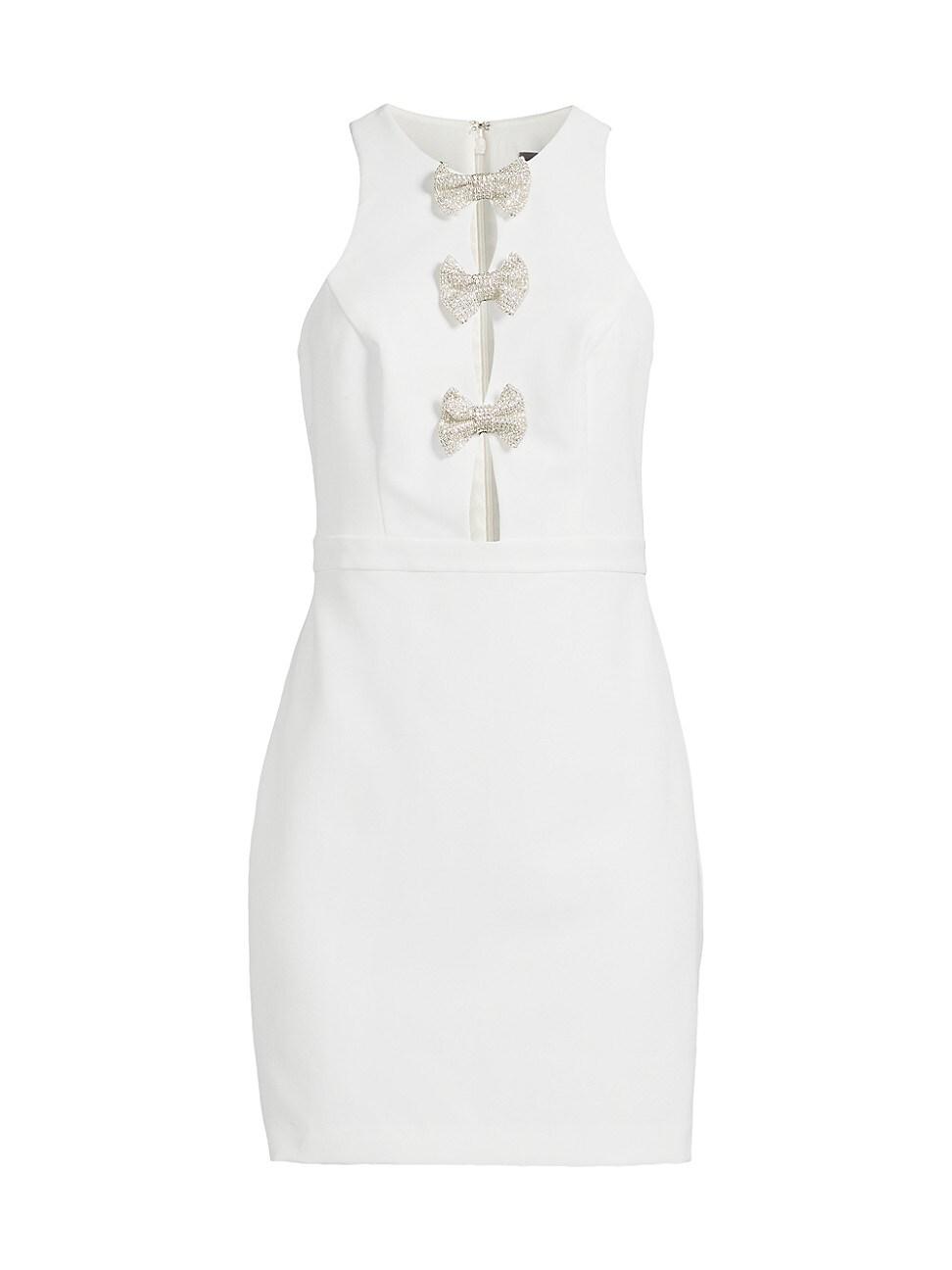 Womens Crystal-Embellished Bow Cut-Out Minidress Product Image