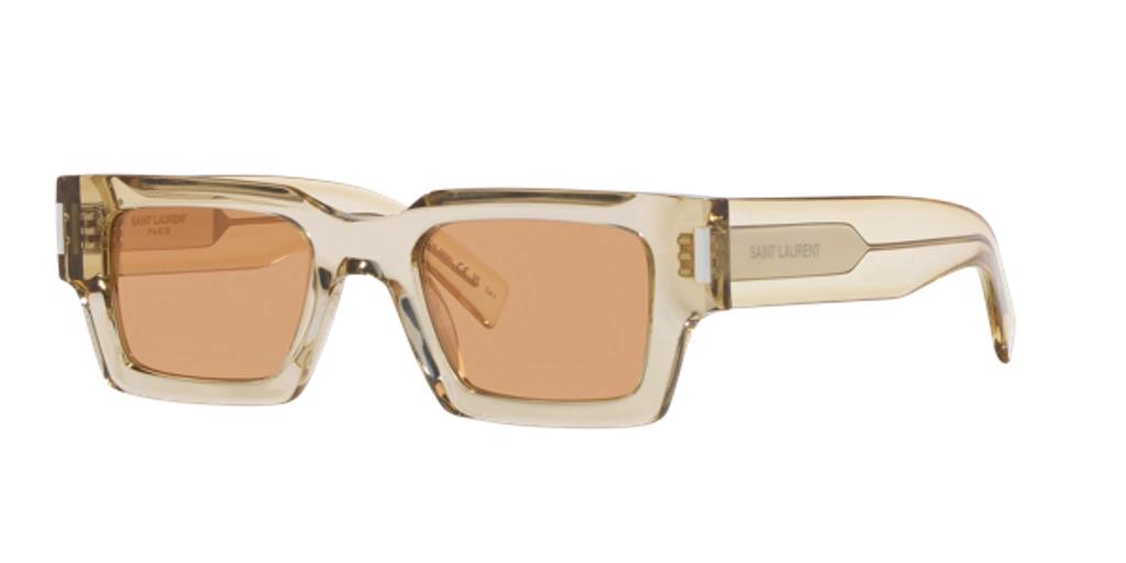 SAINT LAURENT Womens Yellow Ys000468 Rectangle-frame Acetate Sunglasses In Beige Product Image