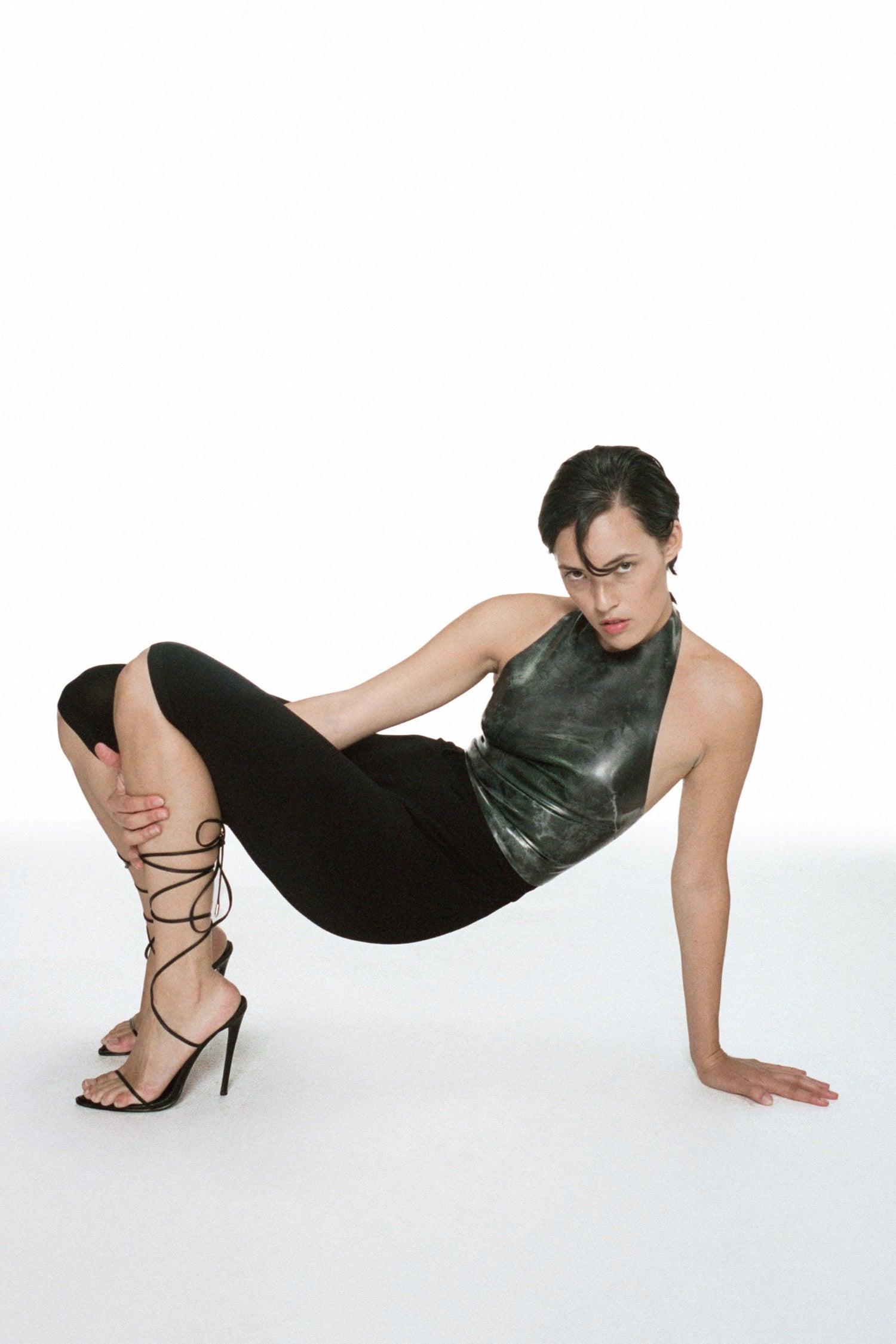 NATALIA TOP - BLACK LATEX Product Image