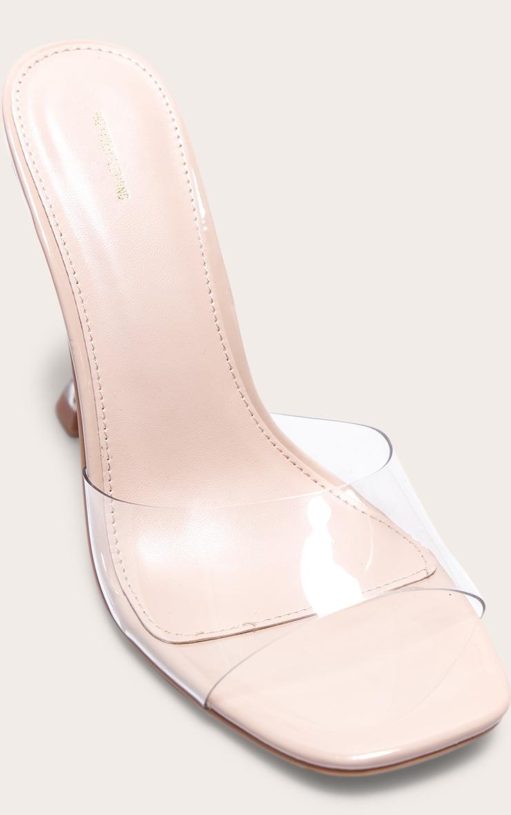 Nude Clear Heel Mule Sandals Product Image