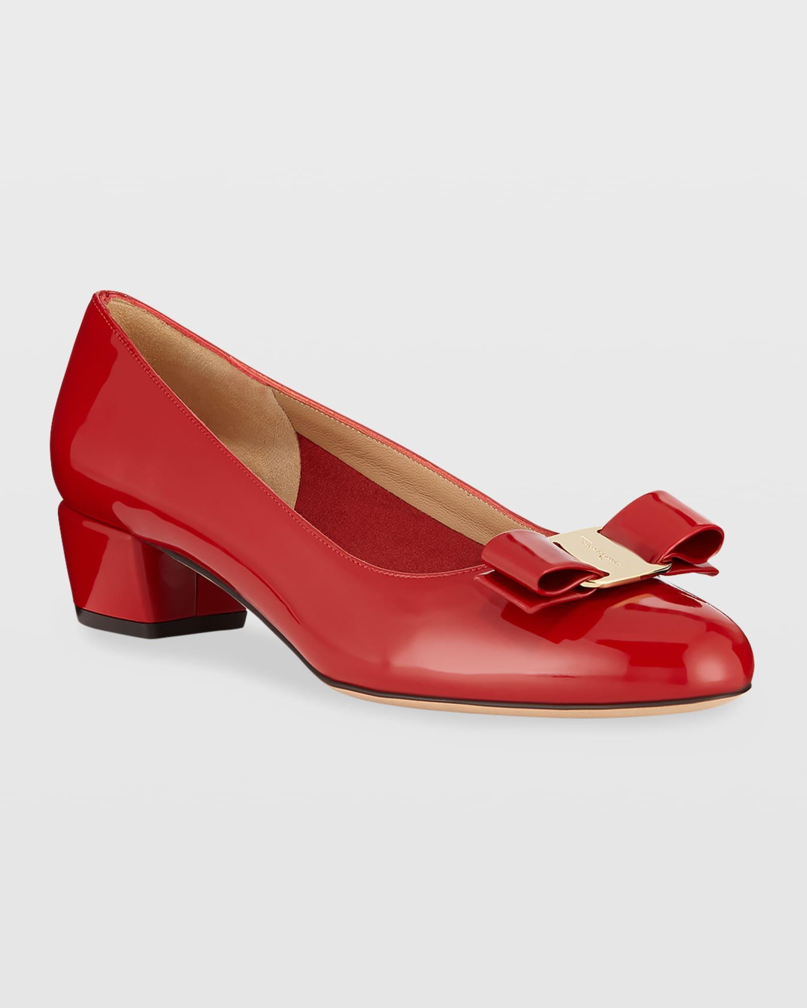 Vara Bow Leather Low Pumps Product Image