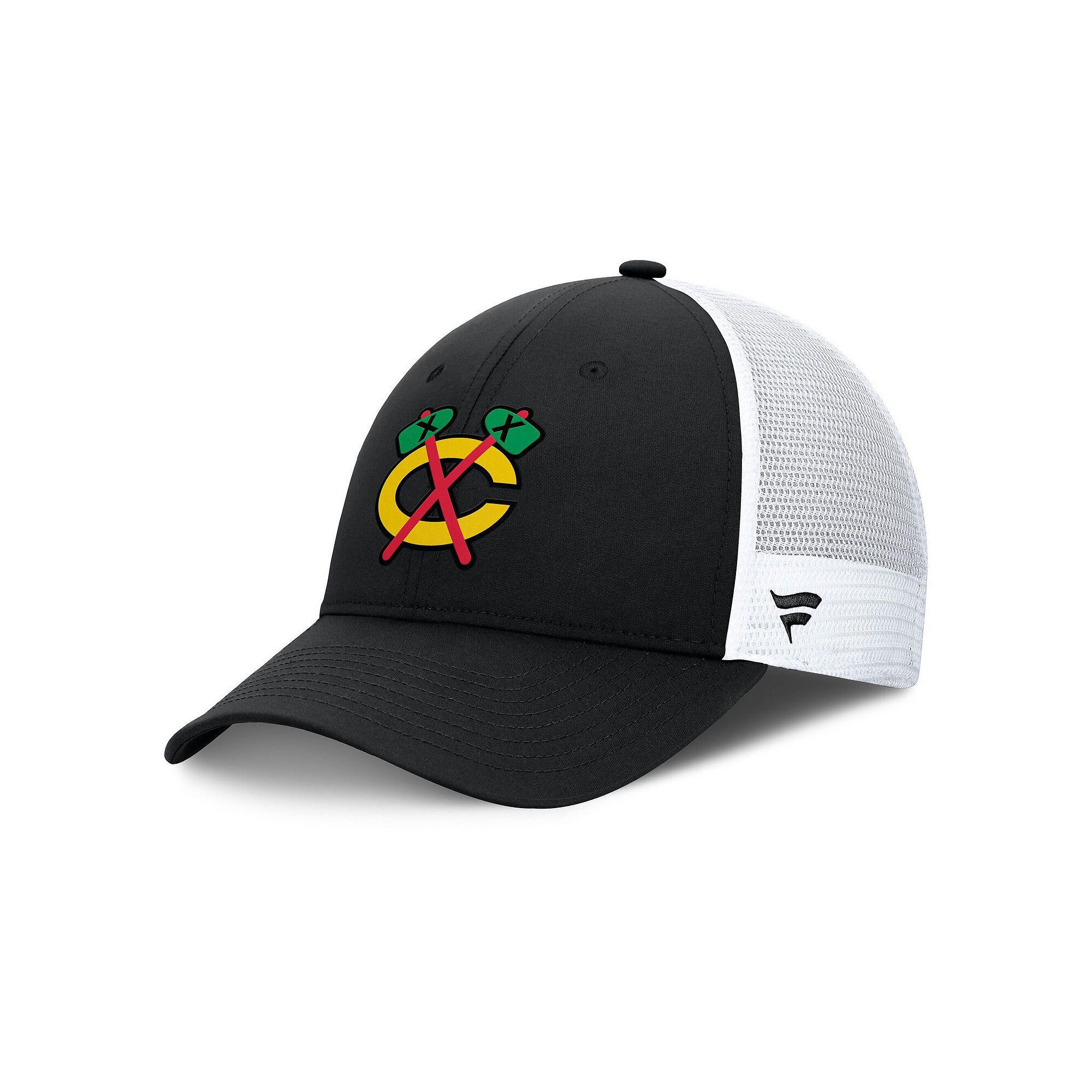 Men's Fanatics Black/White Chicago Blackhawks Authentic Pro Simple Rink Trucker Adjustable Hat Product Image