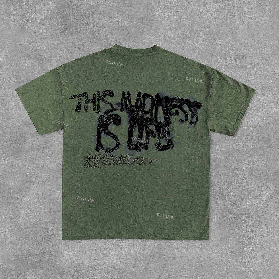 Vintage Madness Print Graphic Street Basketball T-Shirt Product Image