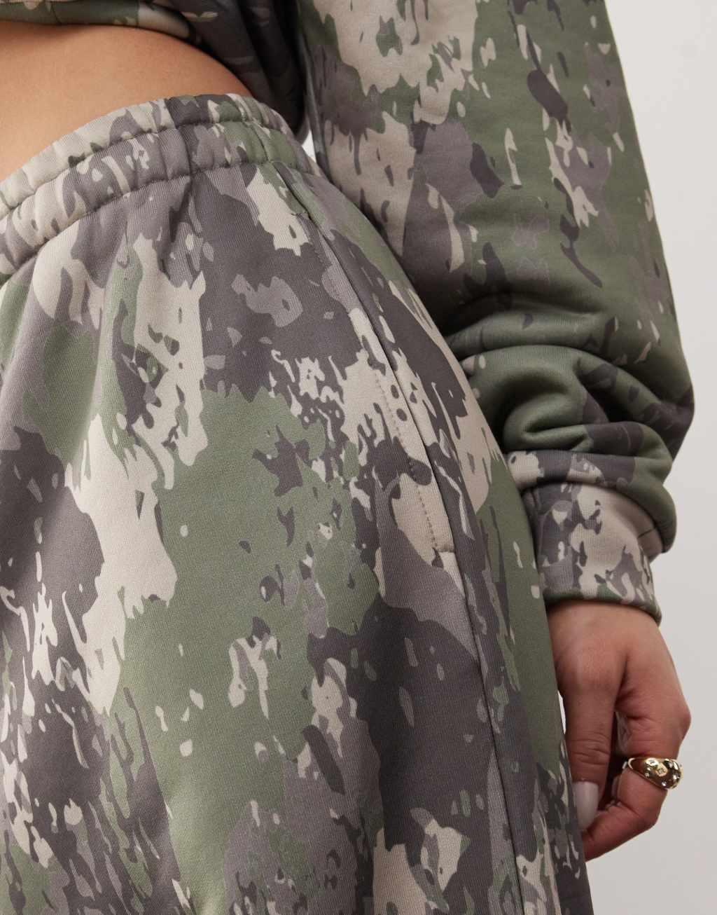 COLLUSION relaxed sweatpants in green camo Product Image
