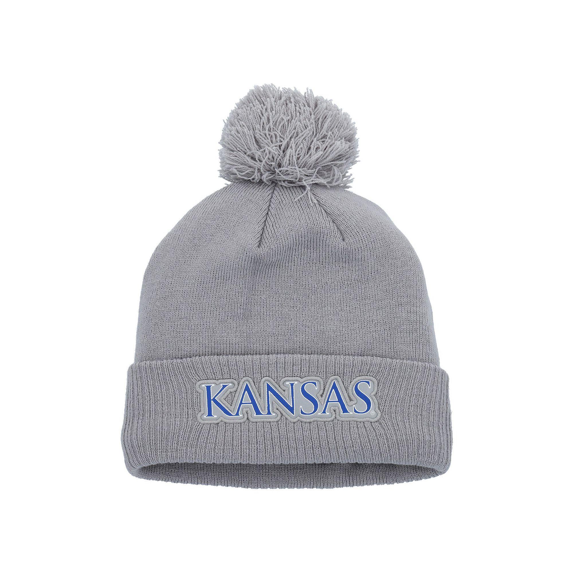 Men's adidas Gray Kansas Jayhawks 2023 Sideline COLD.RDY Cuffed Knit Hat with Pom, Grey Product Image