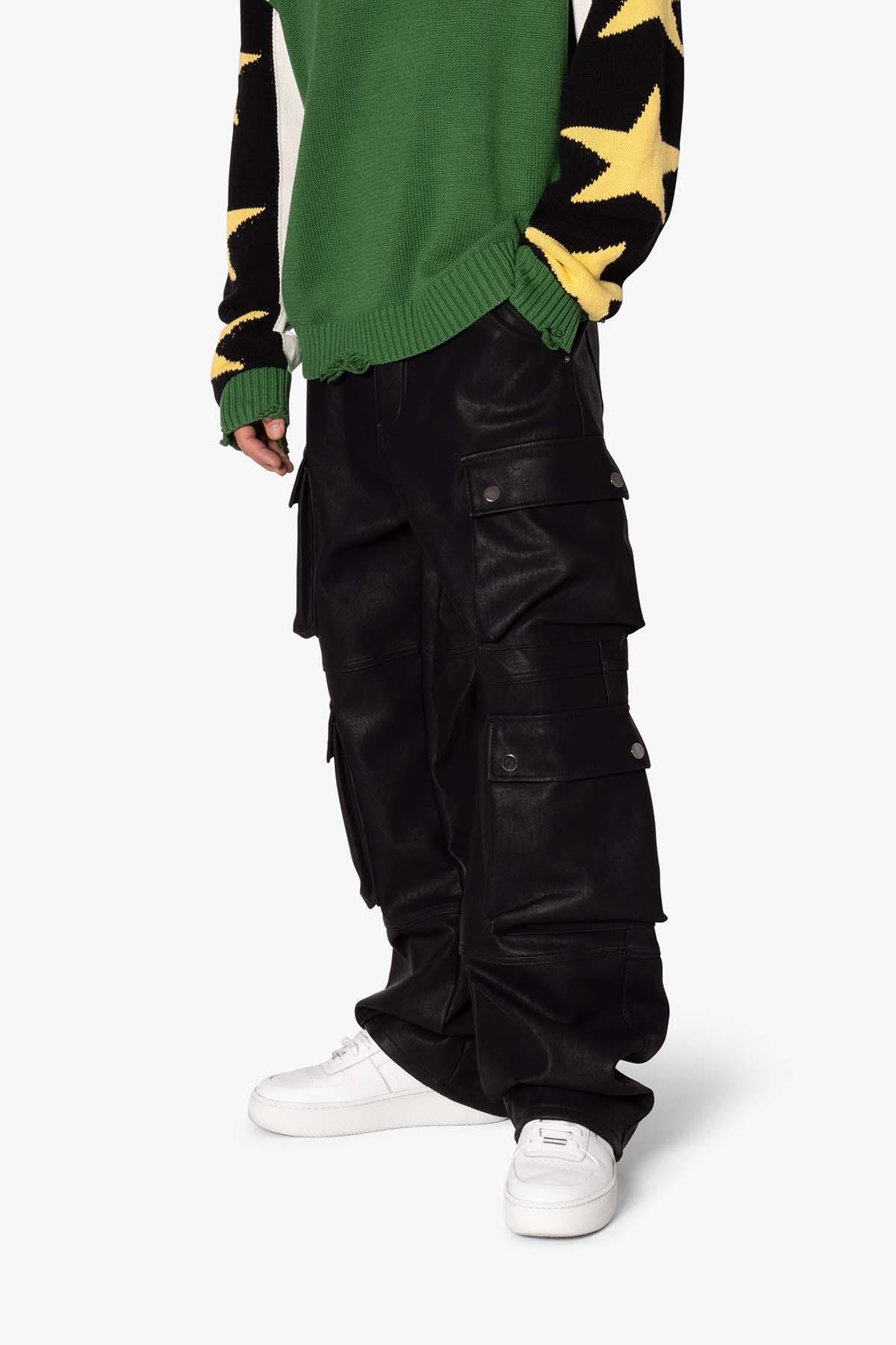 Ultra Baggy Leather Cargo Pants - Black Product Image