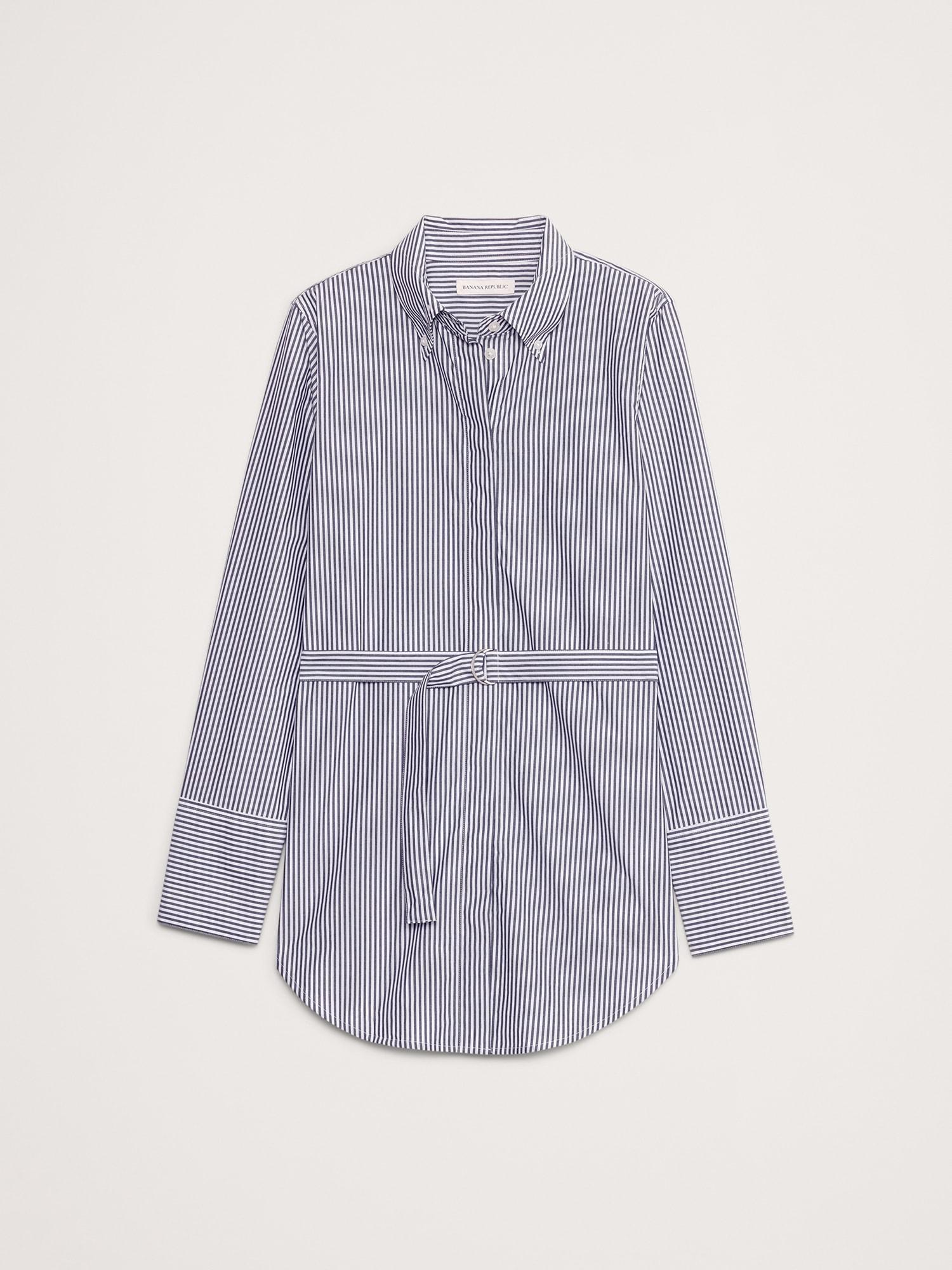 Cotton Poplin Belted Tunic Shirt Product Image