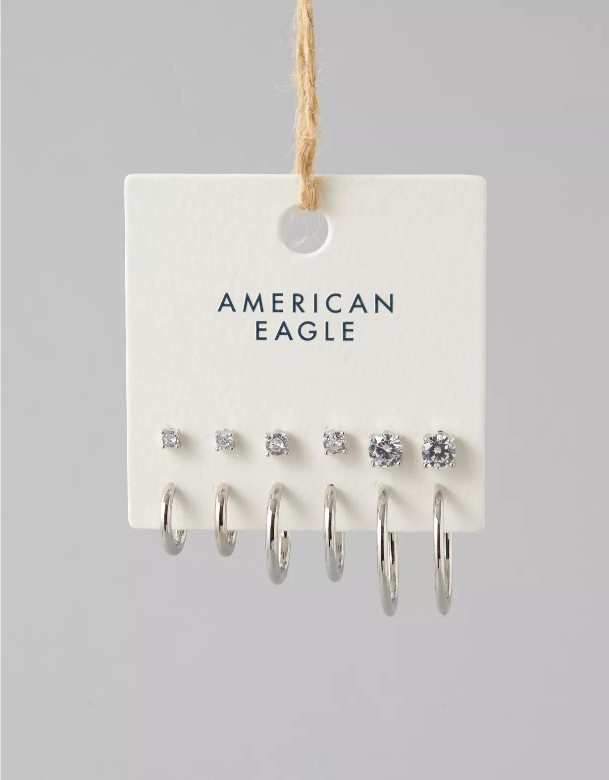 AEO Stud & Hoop Earrings 6-Pack Product Image