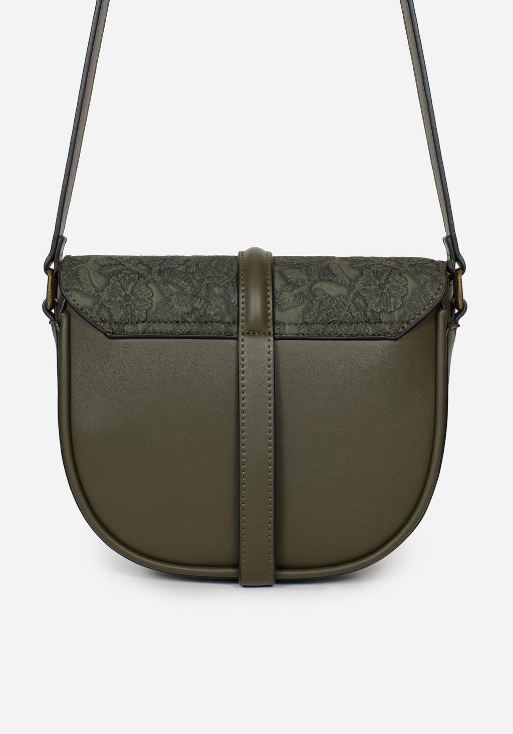 Cypress Paisley Debossed Crossbody Satchel Bag - Green Product Image