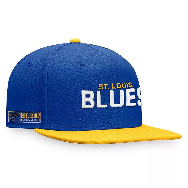 Men's Fanatics Branded Blue/Gold St. Louis Blues Iconic Color Blocked Snapback Hat Product Image
