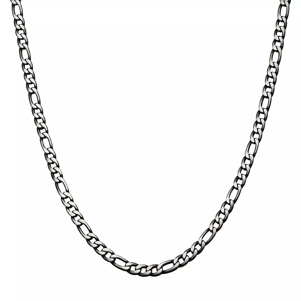 Men's Black Plated Stainless Steel Figaro Chain Necklace, Size: 24", Black Tone Product Image