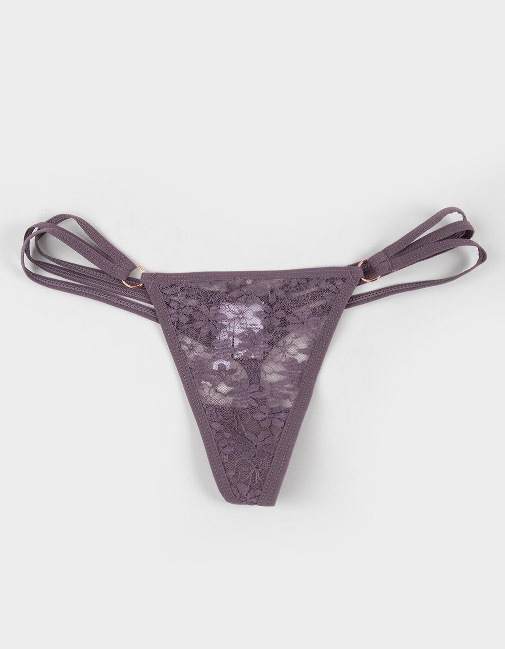 FULL TILT Strappy Side Lace Thong - DARK PURPLE Product Image