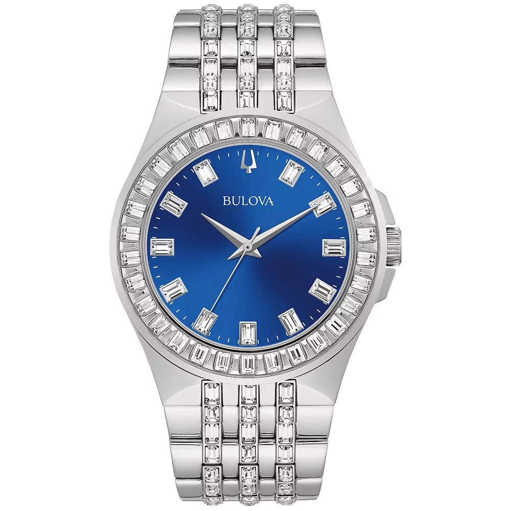 Bulova Mens Phantom Crystal-Accent Stainless Steel Bracelet Watch - 96A254 Silver Product Image