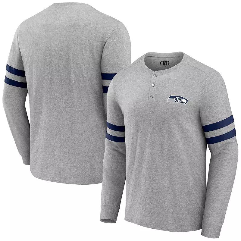 Men's NFL x Darius Rucker Collection by Fanatics Heather Gray Las Vegas Raiders Henley Long Sleeve T-Shirt,  Product Image
