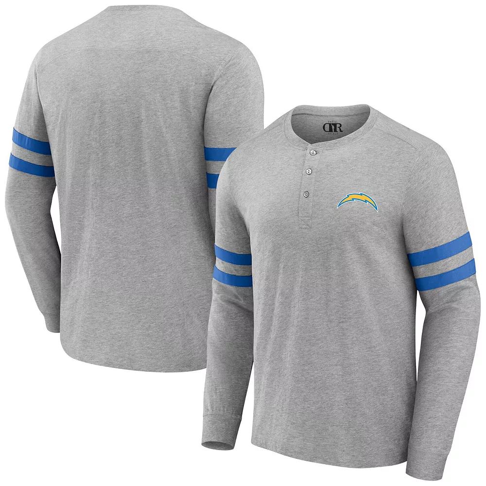 Men's NFL x Darius Rucker Collection by Fanatics Heather Gray Los Angeles Chargers Henley Long Sleeve T-Shirt,  Product Image