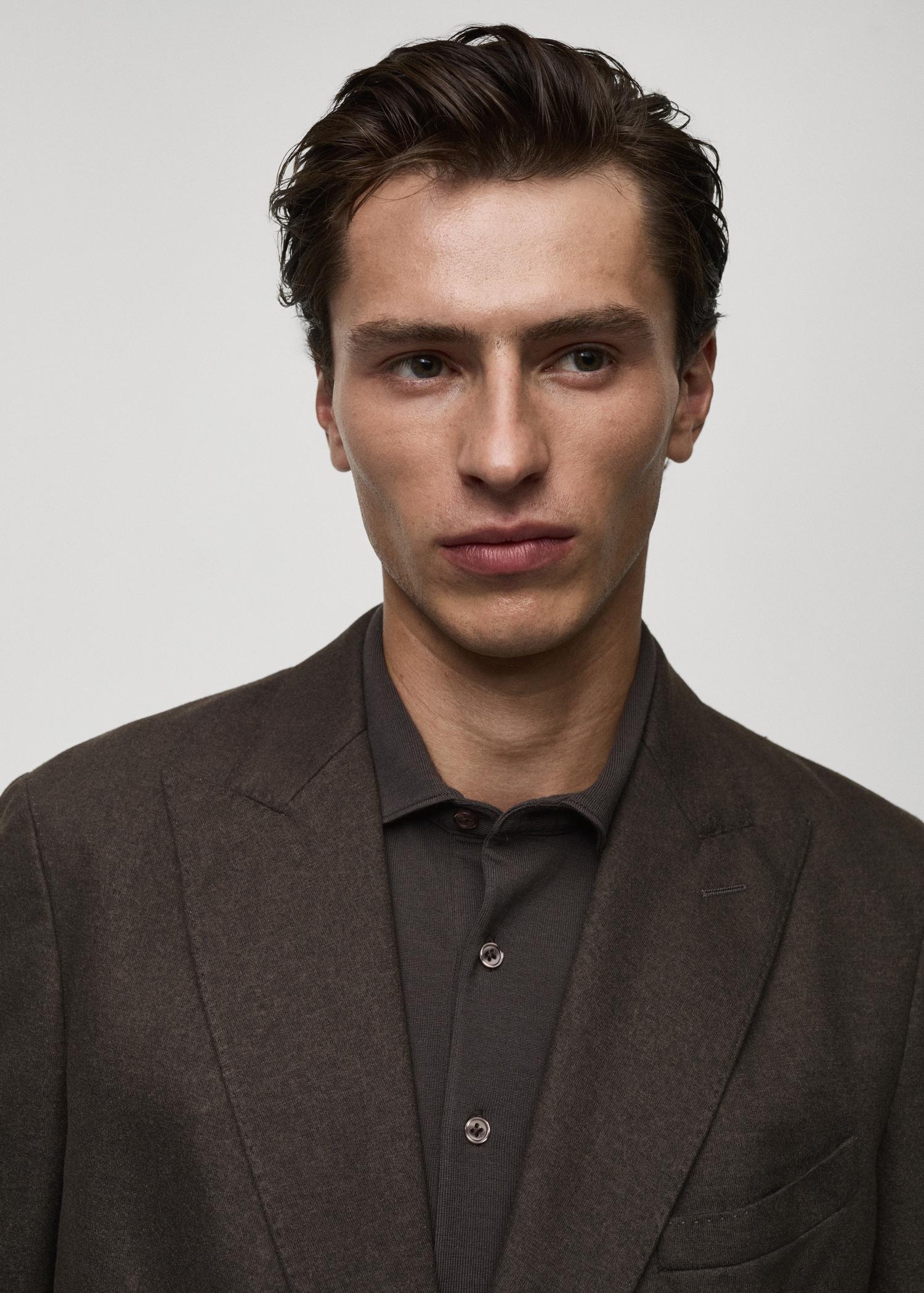 Flannel virgin wool double-breasted jacket - Men | MANGO USA Product Image