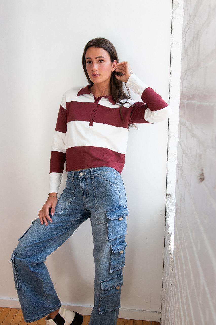 Long Sleeve Rugby Polo Tee Product Image