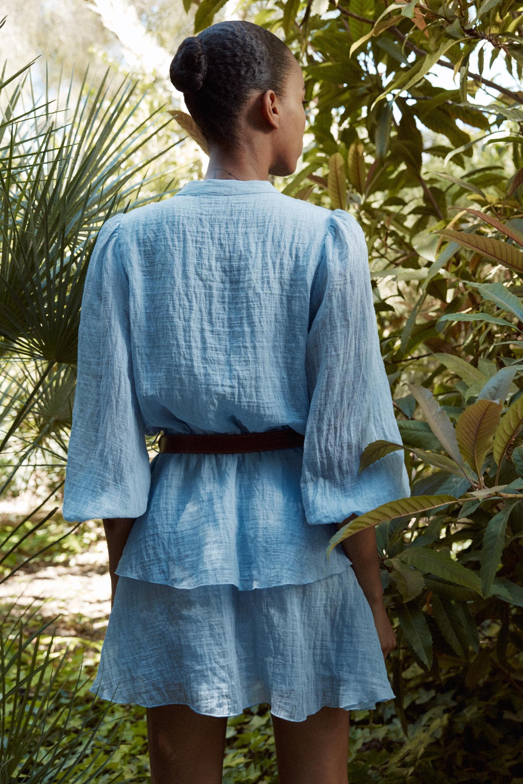 BELTED RUFFLED DRESS Product Image